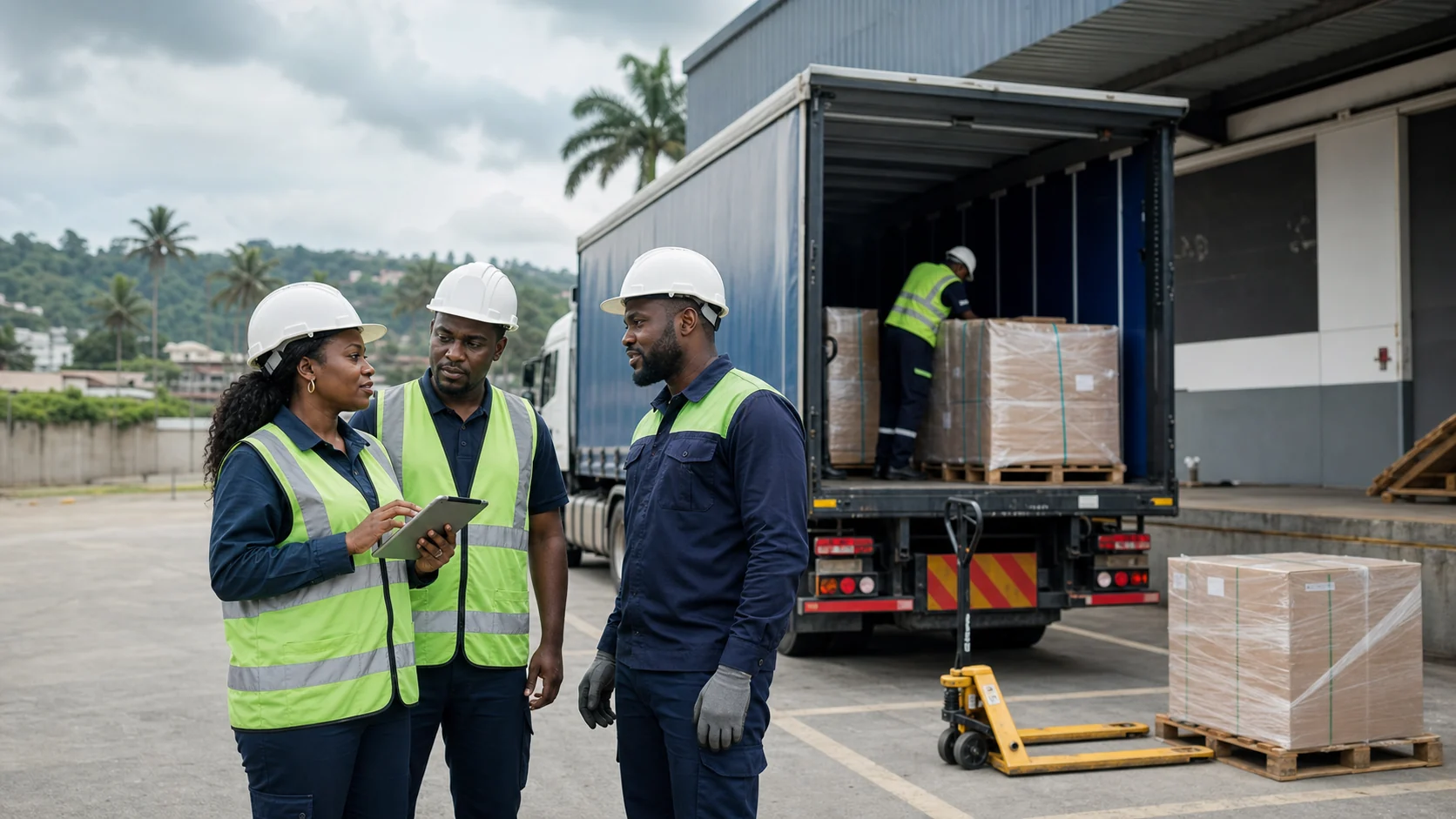 Équipe SCTG sur une opération logistique au Gabon